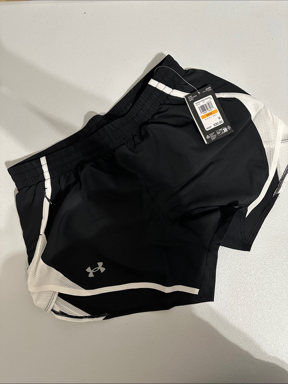 Under Armour Black Athletic Shorts with White Accents